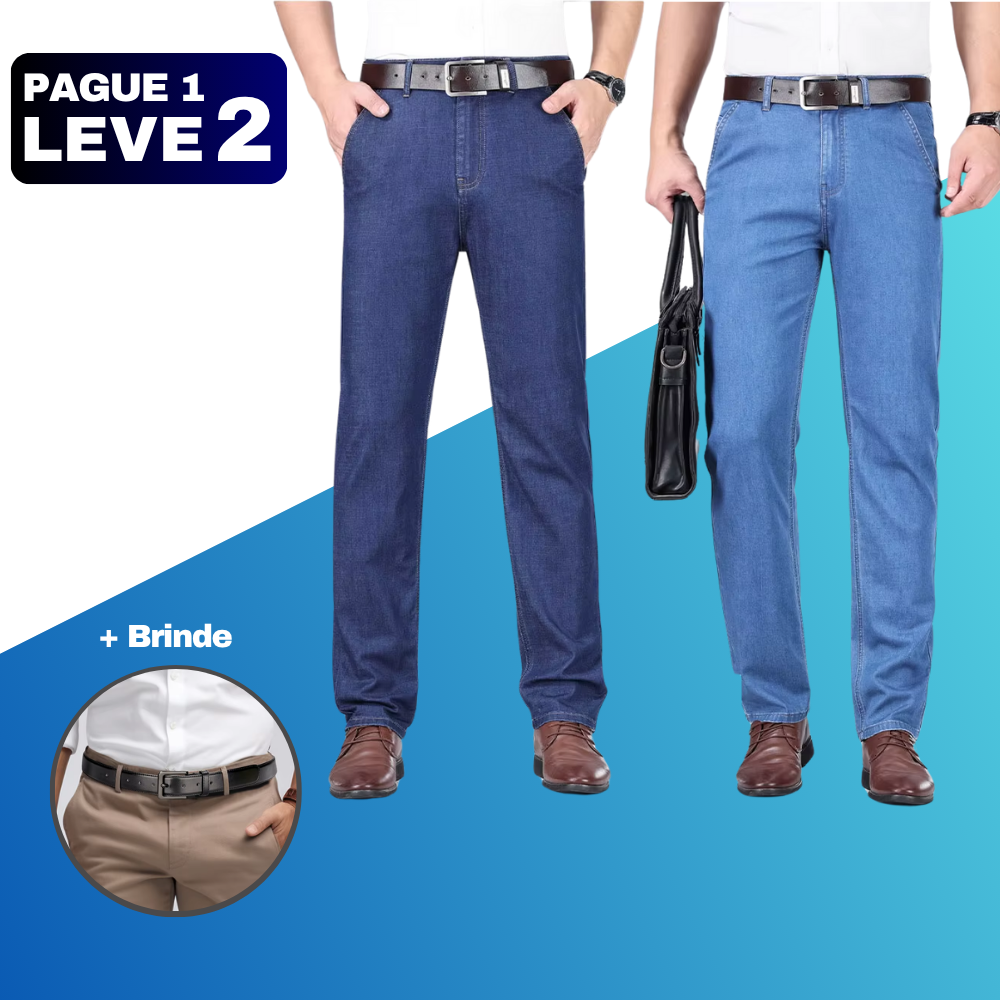 2 Calças Jeans Masculina + Brinde - Dyordi