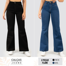2 Calças Jeans Flare com Elastano - Basic