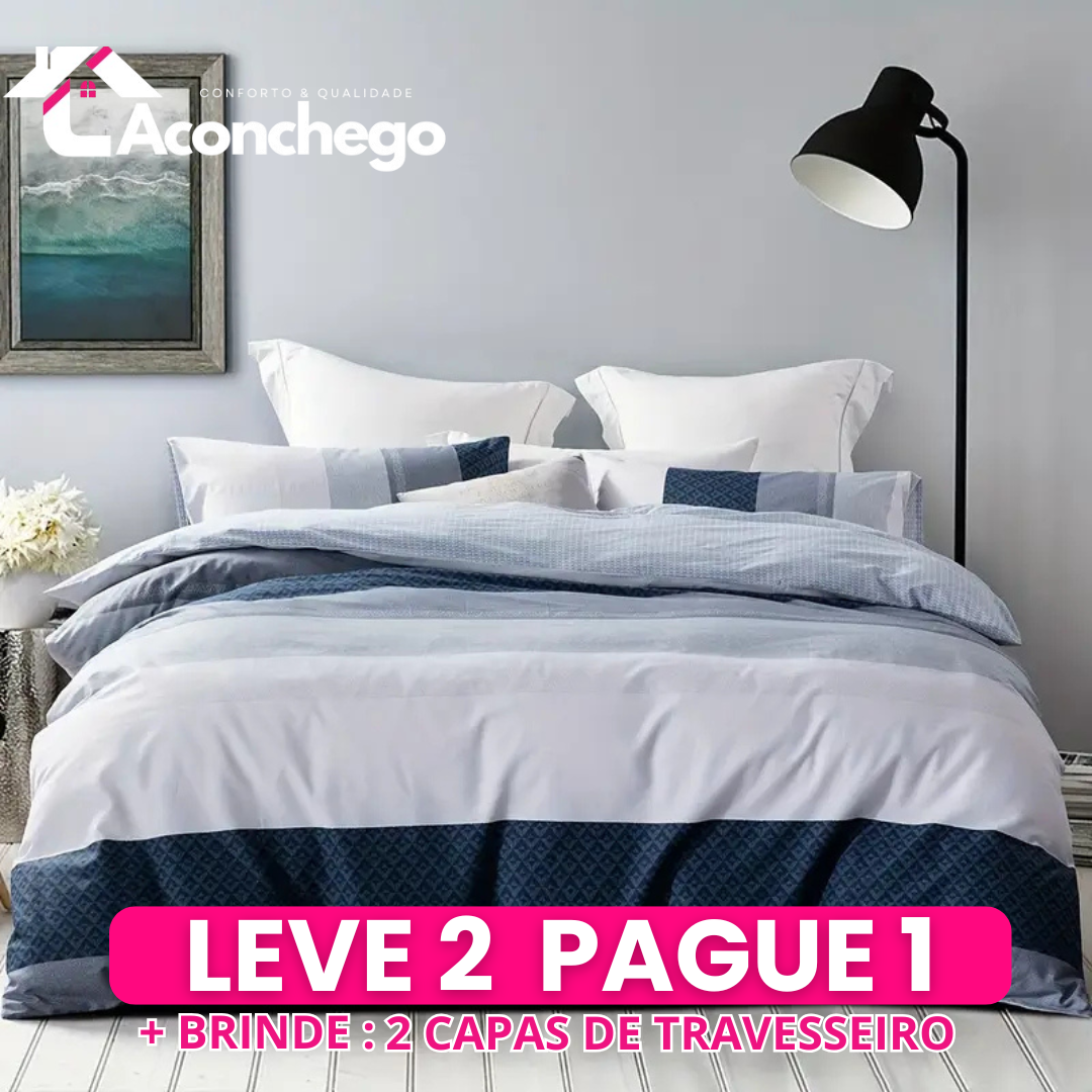 [Leve 2 Pague 1] Roupa de Cama Florença em Tecido Nobre (Charme Clássico com Toque Suave!) +3 BRINDES: 2 Capas de Travesseiro e Edredom