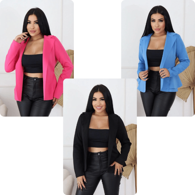 Kit 3 Blazer Social em Neoprene Feminino - Saphira