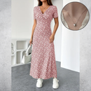 Vestido Floral Decote V Feminino - Dália + Colar de Brinde