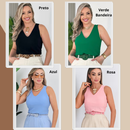 Kit 4 Regatas Femininas com Alça Larga Tecido Duna - Lyra