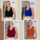 Kit 4 Regatas Femininas com Alça Larga Tecido Duna - Lyra
