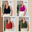 Kit 4 Regatas Femininas com Alça Larga Tecido Duna - Lyra