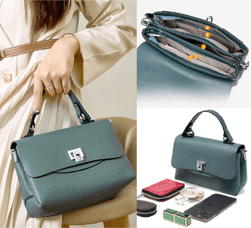 Bolsa Feminina Compacta de Couro Genuíno Femory