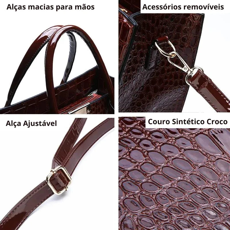 Bolsa Feminina Grande Croco