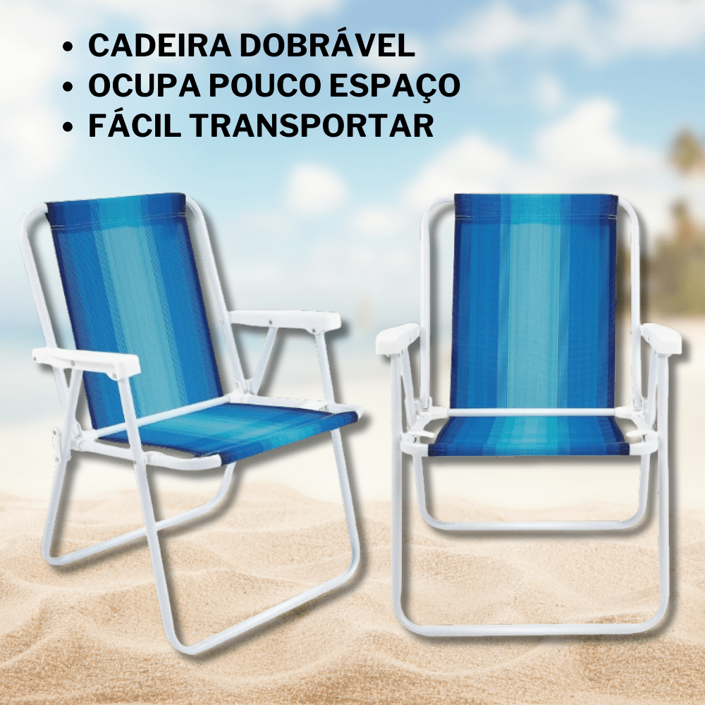 Kit Praia com 4 Cadeiras + Caixa Térmica 25L - Lotrenze