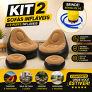 Kit 2 Sofás e 2 Puffs Infláveis Portáteis + Bomba de Pé de Brinde