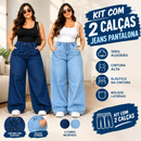 Kit 2 Calças Jeans Pantalona Cintura Alta - Bellita