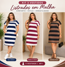 Kit 3 Vestidos Femininos Listrados em Malha - Lilly