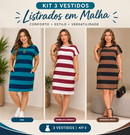Kit 3 Vestidos Femininos Listrados em Malha - Lilly