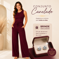 Conjunto Feminino Canelado Confortável Mirella + Par de Brincos de Brinde