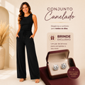 Conjunto Feminino Canelado Confortável Mirella + Par de Brincos de Brinde