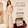 Conjunto Feminino Canelado Confortável Mirella + Par de Brincos de Brinde