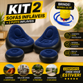 Kit 2 Sofás e 2 Puffs Infláveis Portáteis + Bomba de Pé de Brinde
