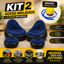 Kit 2 Sofás e 2 Puffs Infláveis Portáteis + Bomba de Pé de Brinde