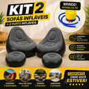 Kit 2 Sofás e 2 Puffs Infláveis Portáteis + Bomba de Pé de Brinde