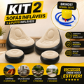 Kit 2 Sofás e 2 Puffs Infláveis Portáteis + Bomba de Pé de Brinde
