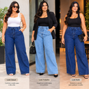 Kit 2 Calças Jeans Pantalona Cintura Alta - Bellita