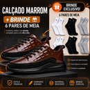 Sapatênis de Couro Premium Domani + 6 Pares de Meias Grátis