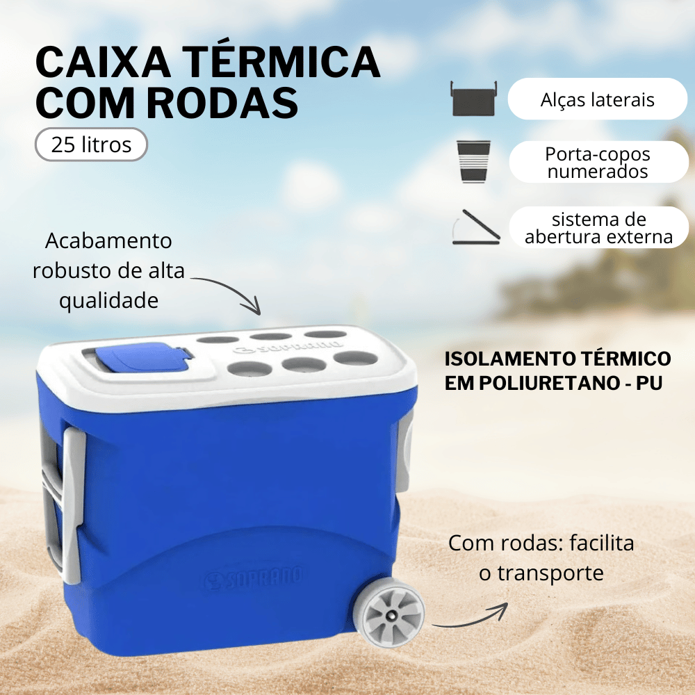 Kit Praia com 4 Cadeiras + Caixa Térmica 25L - Lotrenze