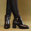 Bota de Couro Feminina Cano Curto + Meia-calça térmica - Moderi