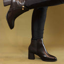 Bota de Couro Feminina Cano Curto + Meia-calça térmica - Moderi