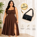 Vestido Midi Liso em Duna com Elastex Anabella + Bolsa de Brinde