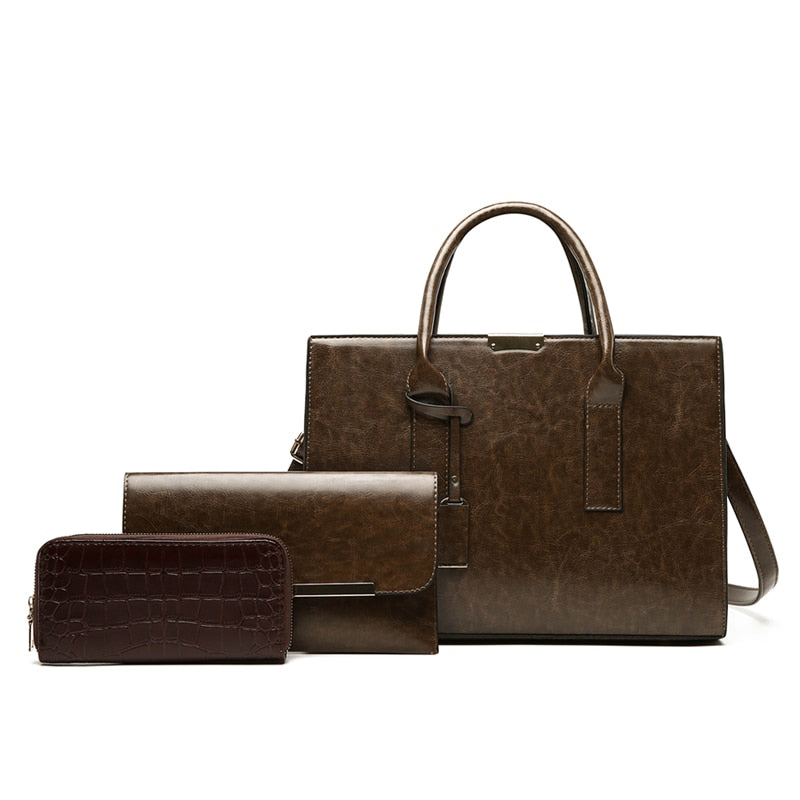 Conjunto Feminino em Couro Bolsa + 2 Carteira - Baggi