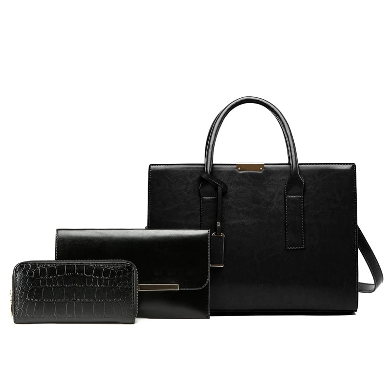 Conjunto Feminino em Couro Bolsa + 2 Carteira - Baggi