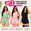 Kit 3 Conjuntos Femininos com Decote V em Tecido Duna - Anne