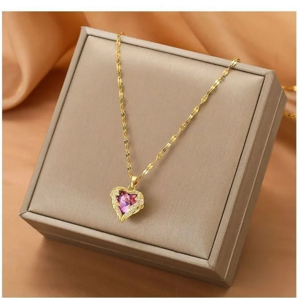 Colar Coração de Cristal Zircônia Cúbica