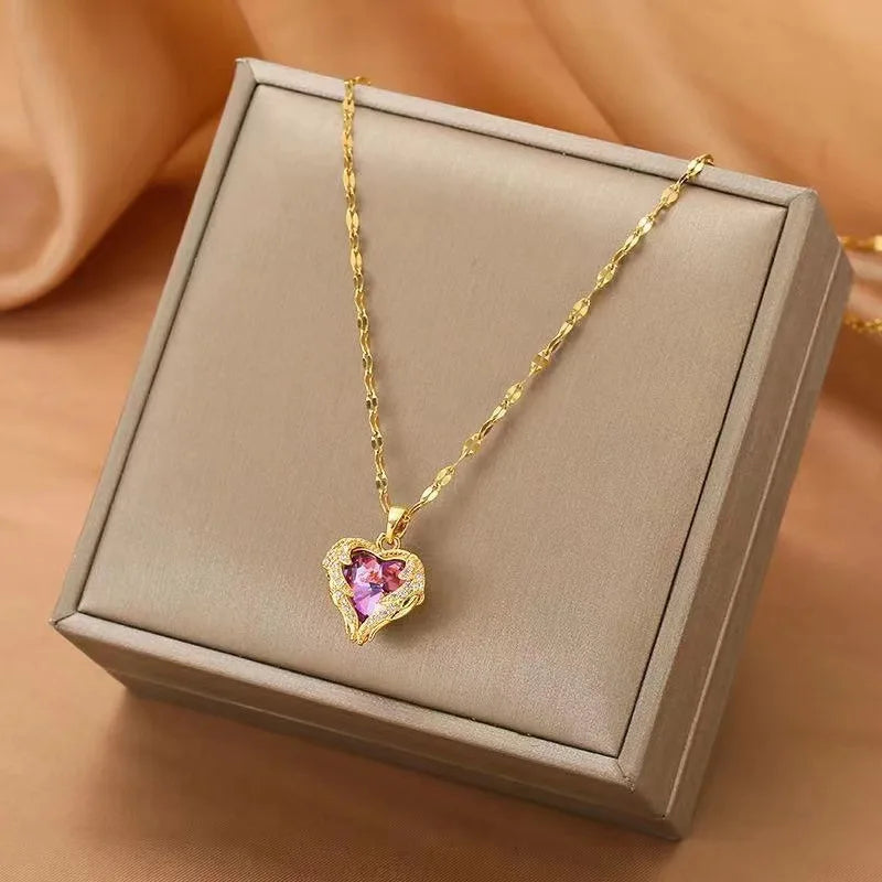 Colar Coração de Cristal Zircônia Cúbica