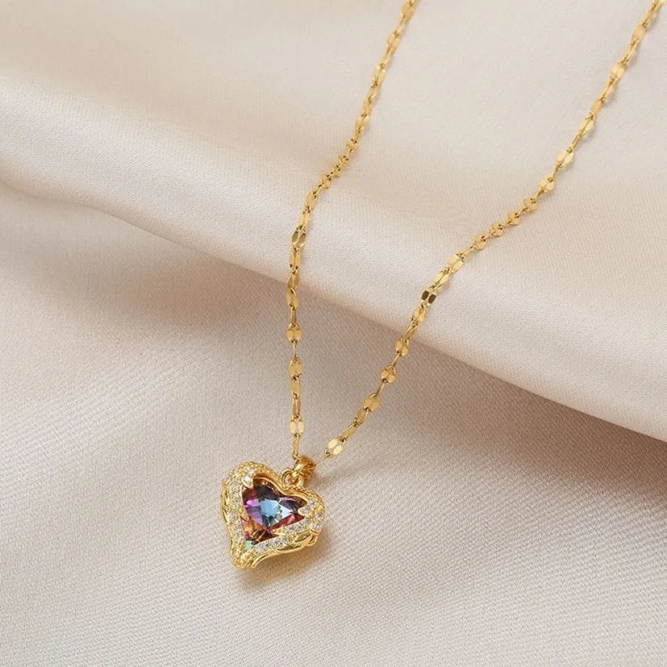 Colar Coração de Cristal Zircônia Cúbica