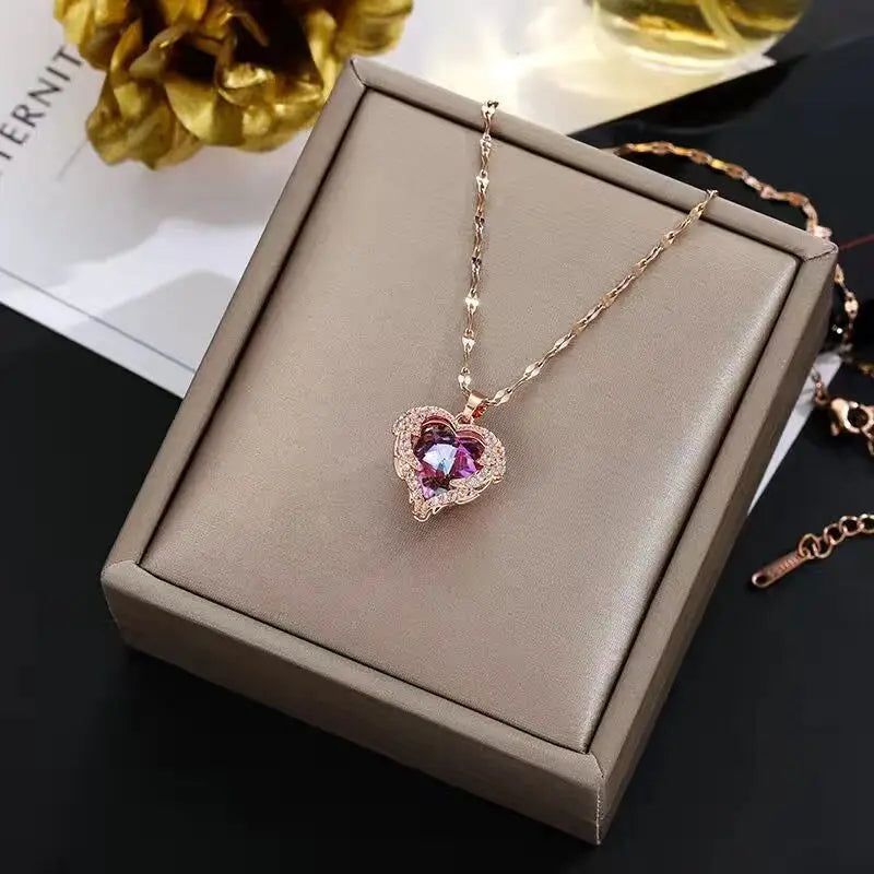 Colar Coração de Cristal Zircônia Cúbica