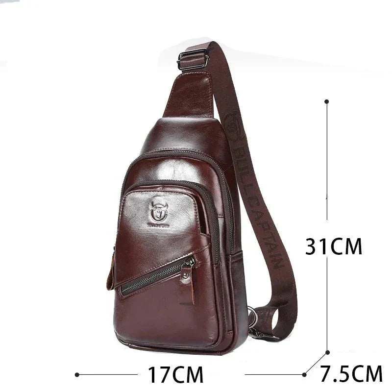 Bolsa de Ombro Masculina Transversal em Couro Genuino - Black Jack