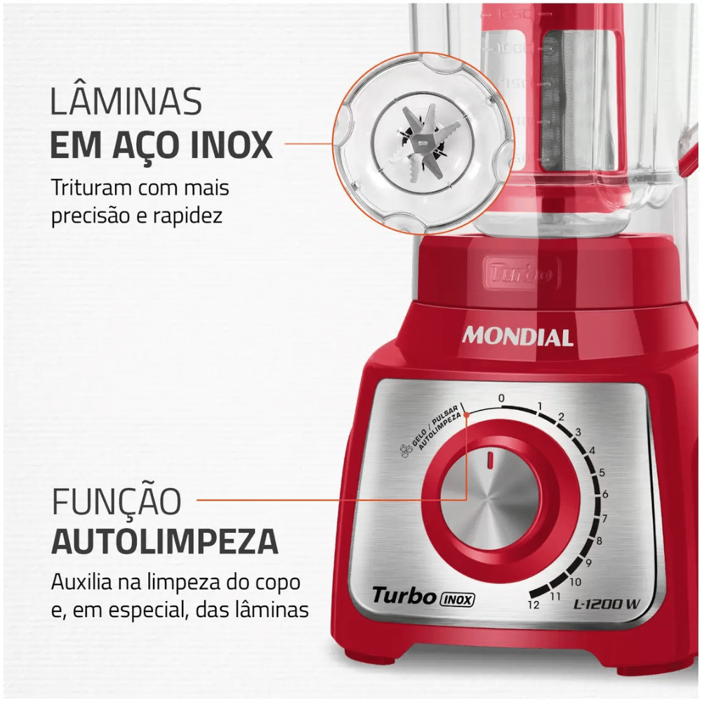 Liquidificador C/ 12 Velocidades 1200W - Mondial