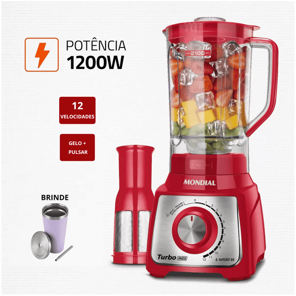 Liquidificador C/ 12 Velocidades 1200W - Mondial