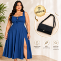 Vestido Midi Liso em Duna com Elastex Anabella + Bolsa de Brinde