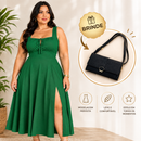 Vestido Midi Liso em Duna com Elastex Anabella + Bolsa de Brinde
