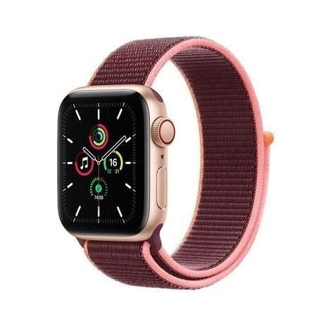 Apple Watch SE 44mm Caixa Dourada e Pulseira Esportiva Ameixa