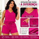 Kit 3 Conjuntos Femininos com Decote V em Tecido Duna - Anne