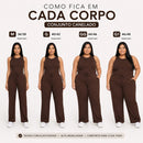 Conjunto Feminino Canelado Confortável Mirella + Par de Brincos de Brinde