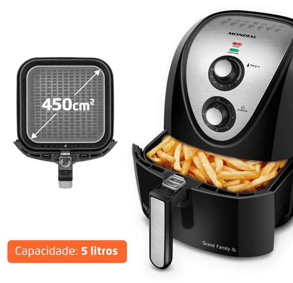 [MEGA LIQUIDAÇÃO] Fritadeira Elétrica Air Fryer 5L - Mondial
