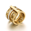 Anel Triplo Algarismo Romano Banhado em Ouro 18K